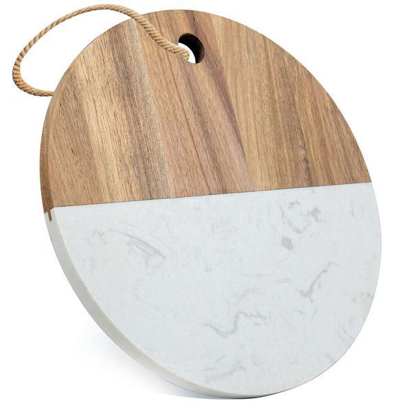 High - Quality Acacia Wood &amp;Marble Serving Board - Size : 25cm x 25cm
