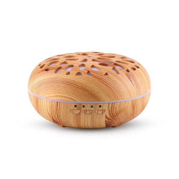 350ml Dark Wood Grain Aromatherapy Diffuser - Flower Pattern