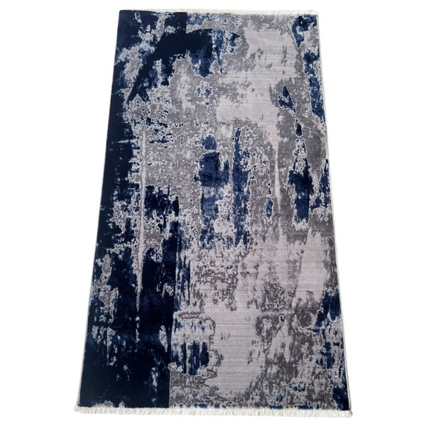 Modern Grey / Navy Bedside 150 x 80 cm Rug