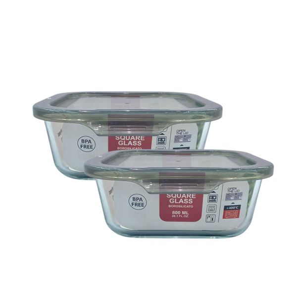 Borosilicate Glass Food Storage Container - 800ml - 2pcs