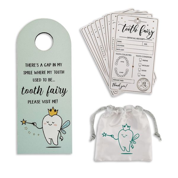 Blue Tooth Fairy Gift Bundle with Drawstring Bag, Door Hanger &amp; Receipts