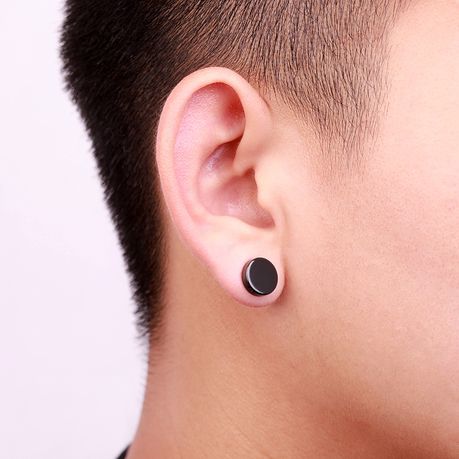POU Unisex Black Stainless Steel Earring Piercing Set - 6-Pair