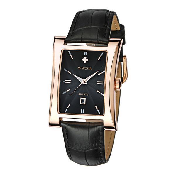 WWOOR Square Men's Watch Waterproof Calendar Belt Business Casu