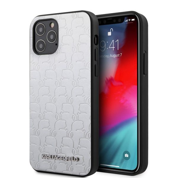 Karl Lagerfeld-Pu Leather Silver Kameo Embossed with Metal Logo