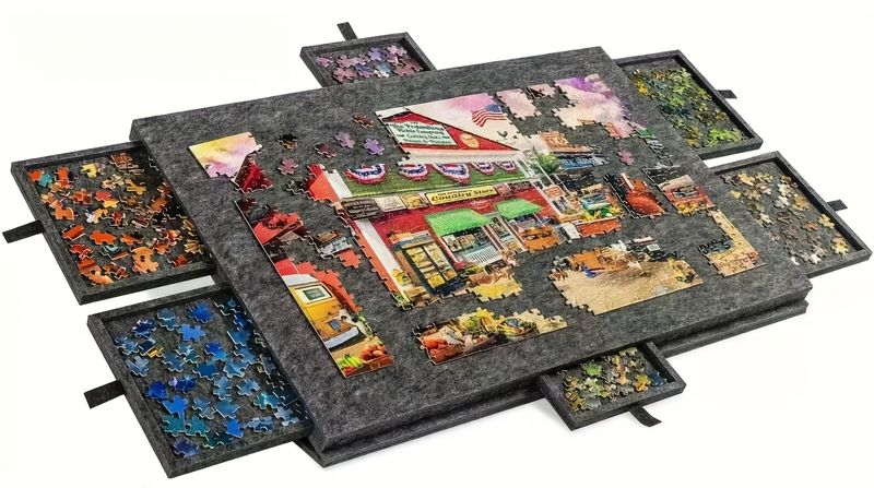 1000 Piece Puzzle Board with Drawer, Portable Sliding Storage Rack