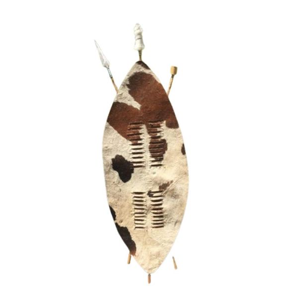 Extra Large Zulu Cowhide Shield With Spear And Knobkerrie Approx 150cm