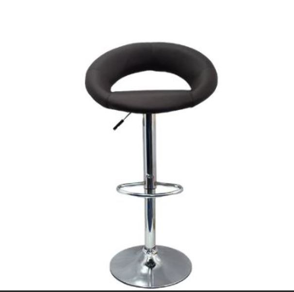 Faux Leather Swivel Bar Stool Black