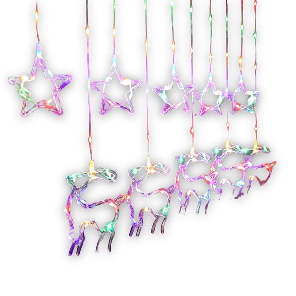RGB Star and Reindeer 3meter Curtain Light with 8 functions - extendable