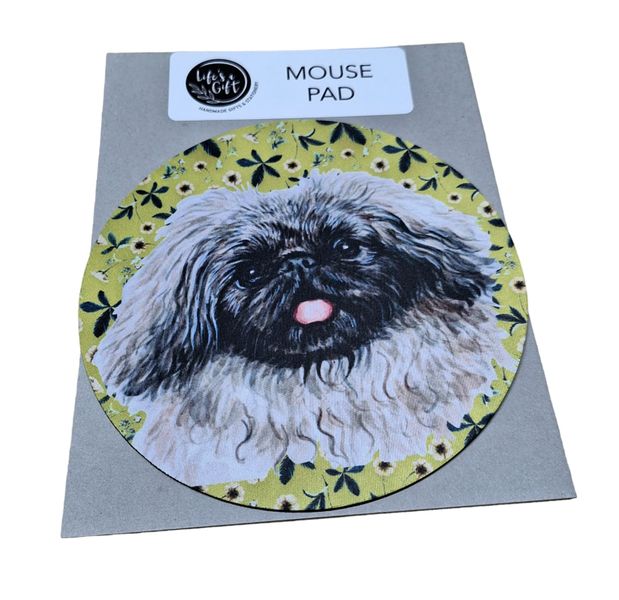 Lovely Pekingnese Round Mouse Pad