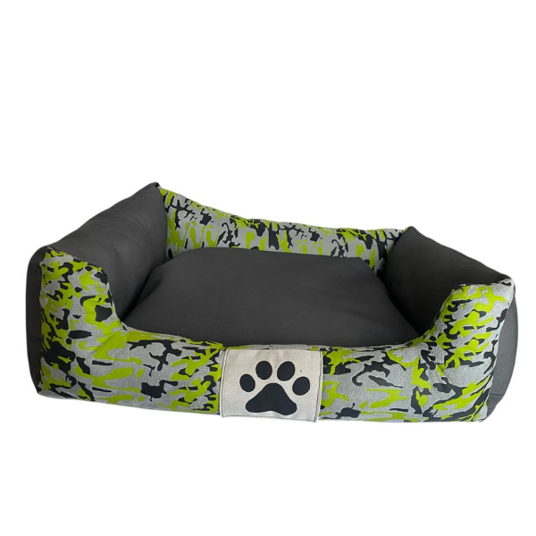 Premium Doggy Washable Pet Bed with removable cushion - Black and Green