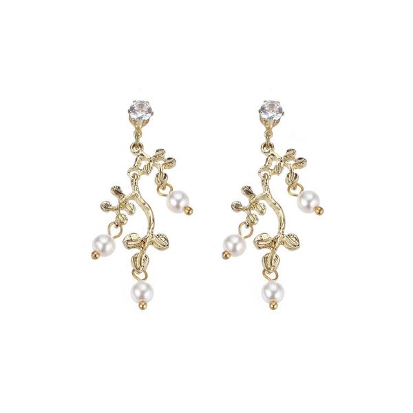 Semiwild - Earrings - Gold and Pearl Branches