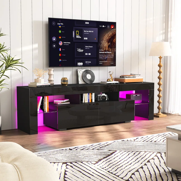 LED TV Stand Entertainment Center Media Console with 2 Storage Drawer