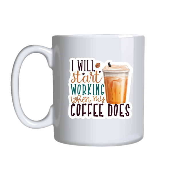 Start Working Coffee Lover Mugs Trendy Graphic Cup Birthday Present 033