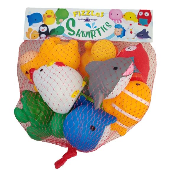 Skwirties Rubber Bath Friends That Squirt Water - 10 Pack -FiZZLeS