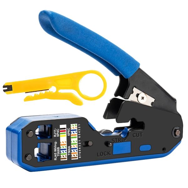 RJ45 RJ12 RJ11 Modular Crimper Standard-Crimp With Extra Wire Stripper
