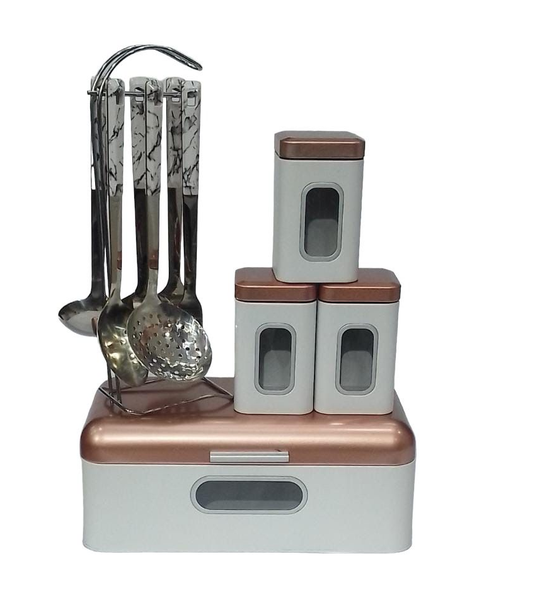 Matching Bread Bin Storage Set with Utensils