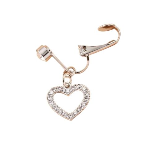 Women's Stainless Steel Heart-Shaped Belly Button Ring Clip Image