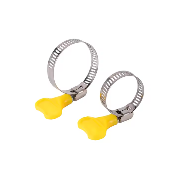 2Piece Adjustable Yellow Plastic Handle Hand Twist Hose Clamps