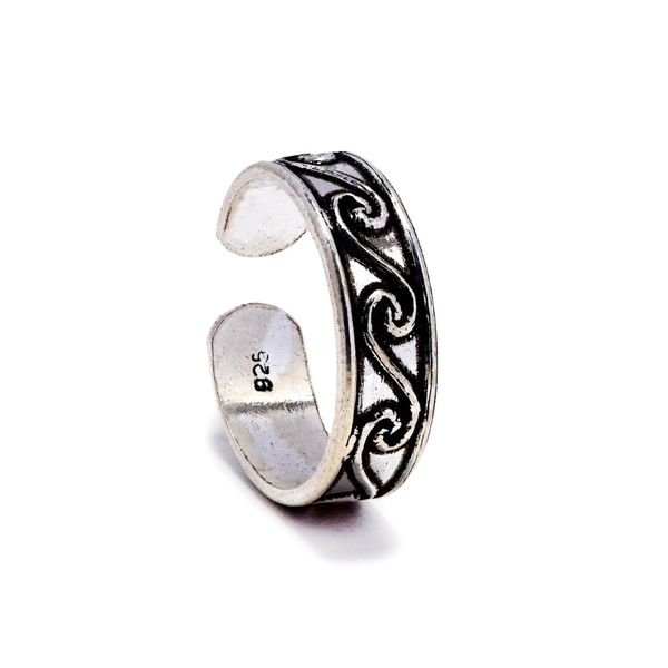 Silverbird 925 Sterling Silver Waves Oxidised Toe ring