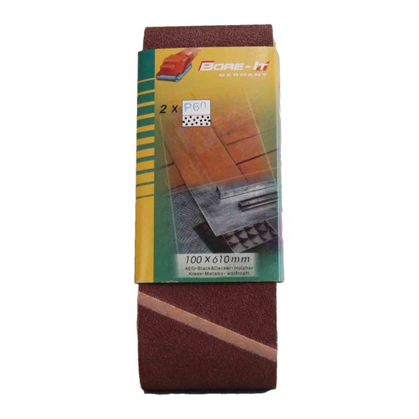 Bore-it - Sanding Belt - 100 X 610mm - 60grit - 2/pkt - 5 Pack