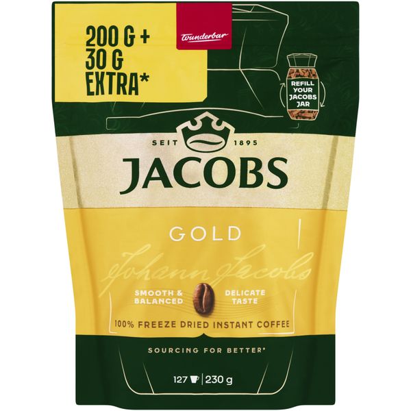 JACOBS Gold Instant Coffee - 230g Pouch (200g + 30g Extra)