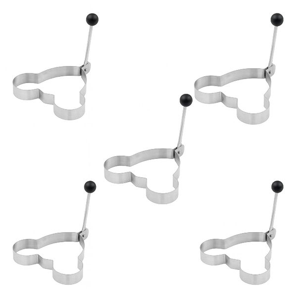 5 Pack - Mickey Mouse Stainless Steel Egg Mold - Silver &amp; Black