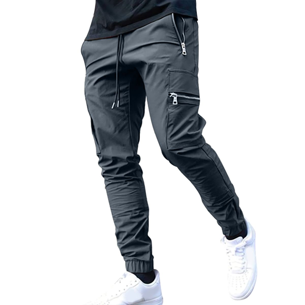 Mens Casual Cargo Pants with Large Pocket Fashion Simple Solid Trouser ...