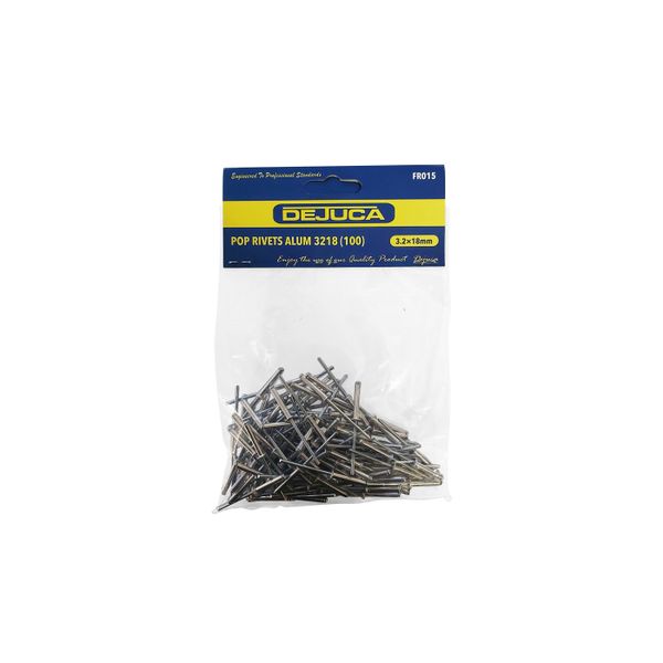 Dejuca - 100 Piece - Aluminium Pop Rivets - 3218 - 3 Pack