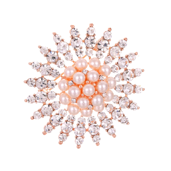 Trendy Crystal Flower Brooch - Rose Gold