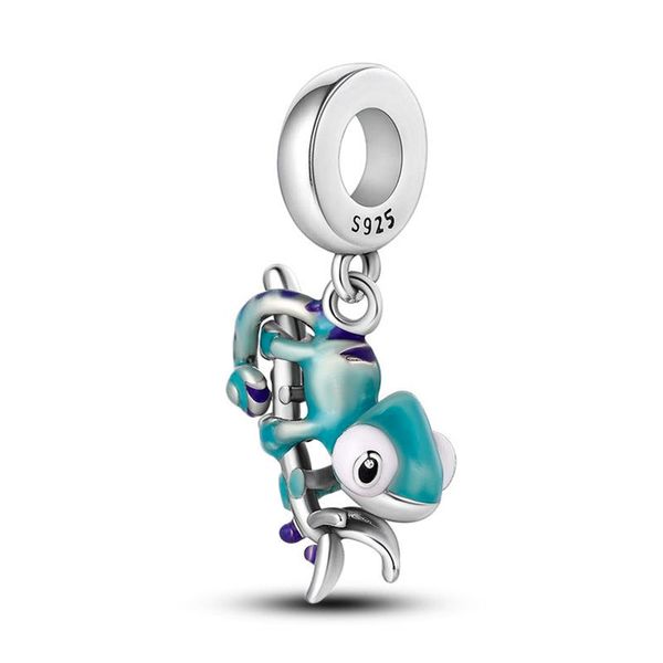 925 Sterling Silver Cute Colour Changing Cameleon Bracelet Charm - Pendant