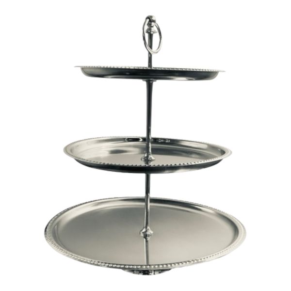 Cake Stand 3 Tier Round Stainless Steel With Dots 32 - 26 - 22cm