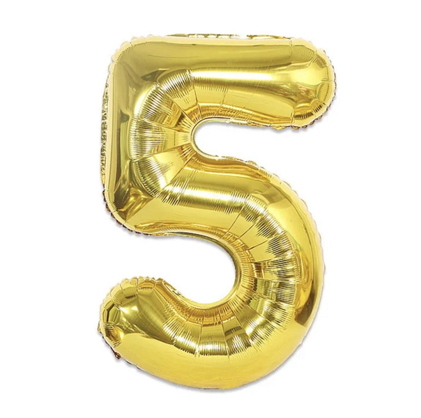 Gold Number 5 Helium Balloon 106cm