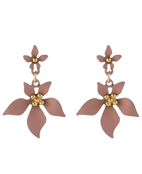 Floral Pink Dangle Earrings Set