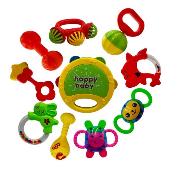 10 Piece Baby Rattle Toy Set - Colourful Early Learning Toys For Infants