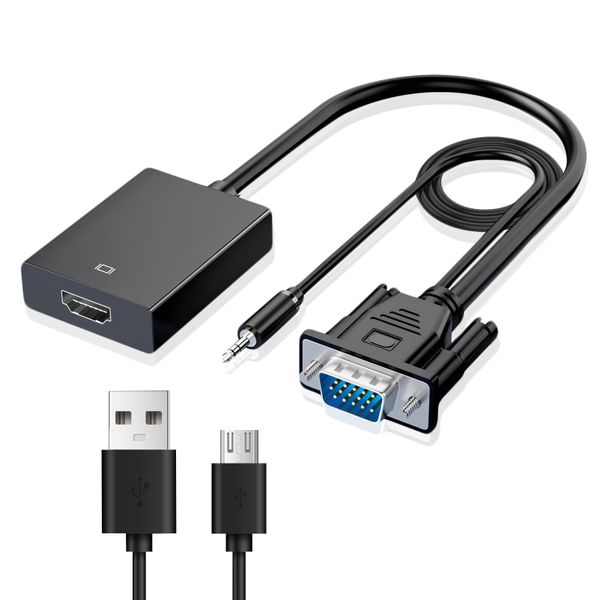 VGA to HDMI Converter with Audio Uni-Directional 1080P High-Definition