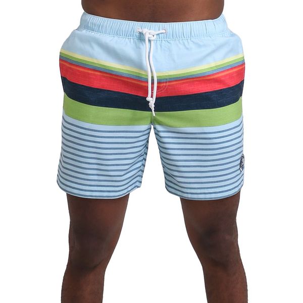 Original Penguin-Mens-Stripe Volley Swim Short-Cool Blue