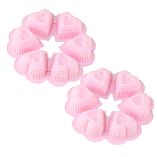 Non-stick 6 Silicone Heart Shape Mold Chocolate Soaps Candy Mold