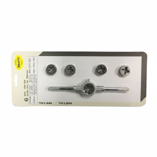 Krafft 6 Piece Metric Die Set for Internal &amp; External Threading 6-12mm