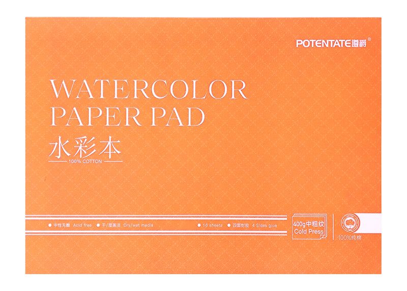 Potentate 400gsm Cold Pressed Watercolour Block - 16 Sheets - 19x27cm