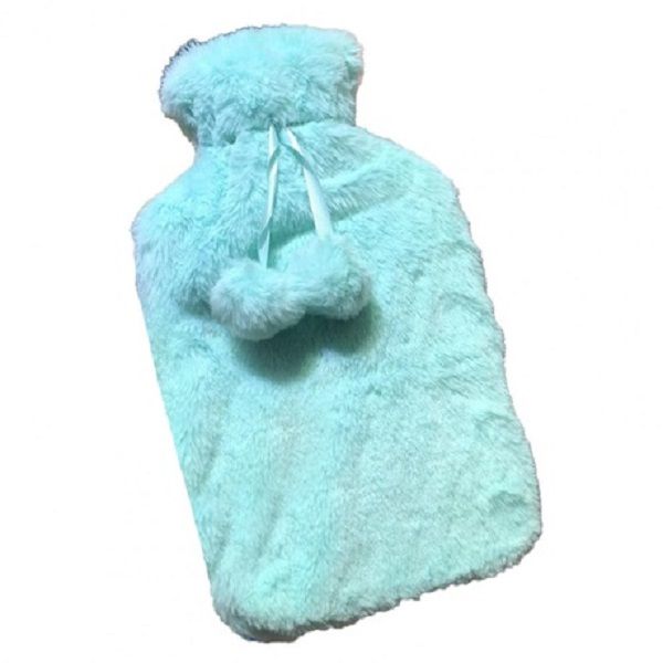 Plain Fleece Covered Hot Water Bottle Red/Blue