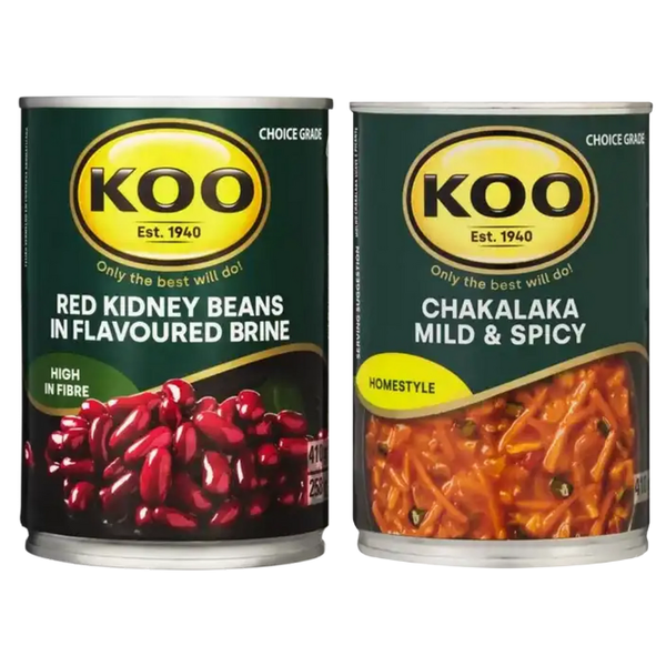 Koo Chakalaka Mild &amp; Spicy + Koo Red Kidney Beans in Flavoured Brine