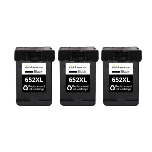 Inksaver Black Inks Compatible with HP F26V25AE | 652XL | 652 - Pack of 3