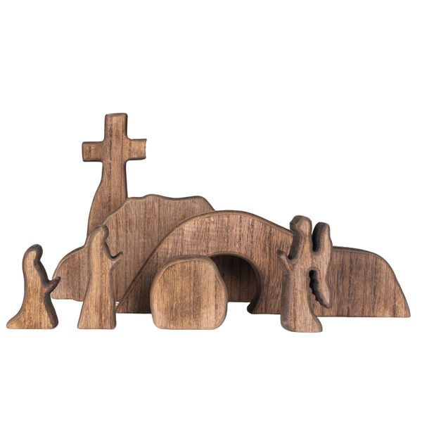 Easter Jesus Tomb Resurrection Scene Wood Tray Desk Decor A