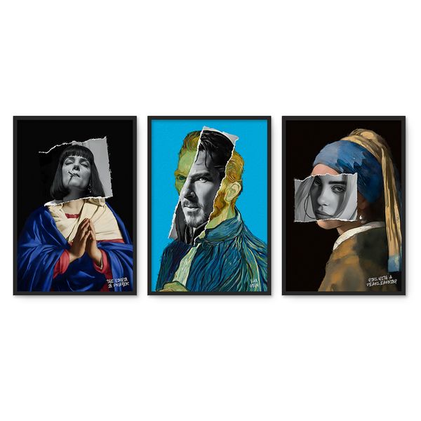 Cape Art Framed Canvas 3 Piece 45x65cm Modern Portrait Collage