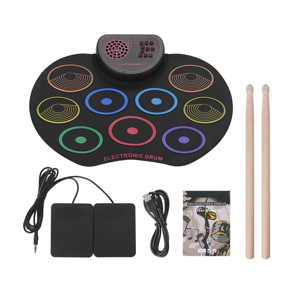 Portable Electronic Drum Set, 9-Pad, USB