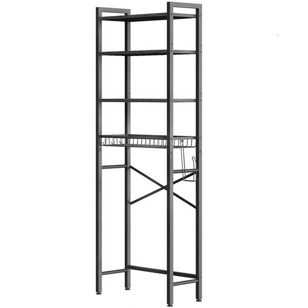 Rustic Industrial Over Toilet Storage Shelf - 4 Tier Adjustable Organizer