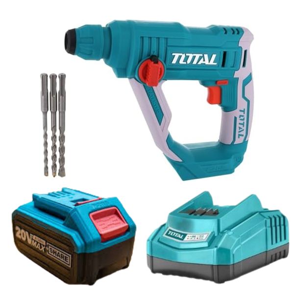 Total Tools - Cordless Rotary Hammer with 4.0 Ah Battery &amp; Charger