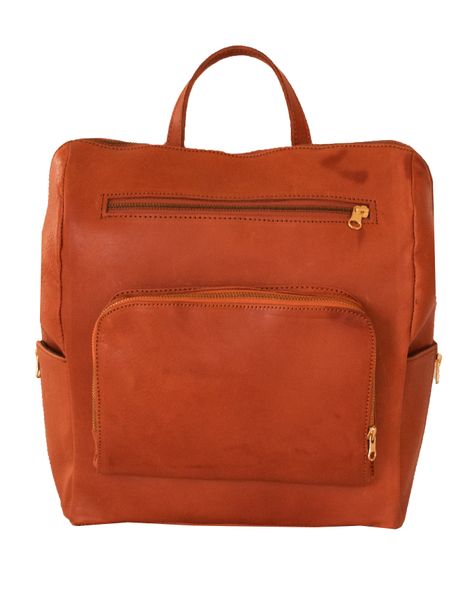 Luvsa LS-HO402 Full Grain Genuine Leather Fashion Backpack- Brown