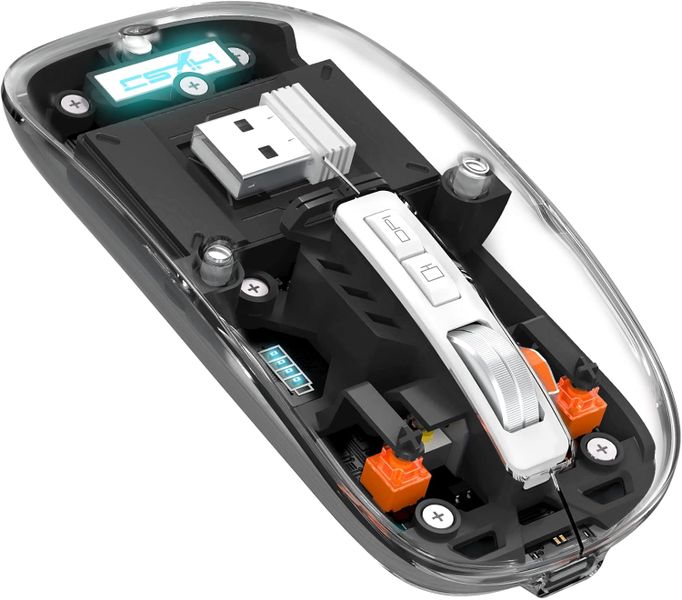 Wireless Bluetooth 5.1 &amp; 2.4G Mini Lightweight Mouse,Transparent