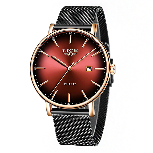 LIGE Mesh Belt Ultra-Thin Women's Watch